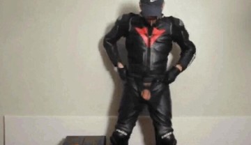 leather biker gear cum load