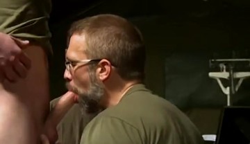 Dirk Caber threesome drilling army jock for voyeur seargent