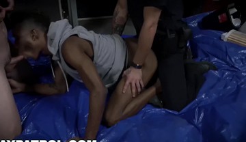 GAY PATROL - Crooked Cops Bust A Black Thug And Fuck Him Real Good